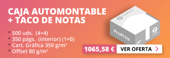 Caja automontable con taco notas