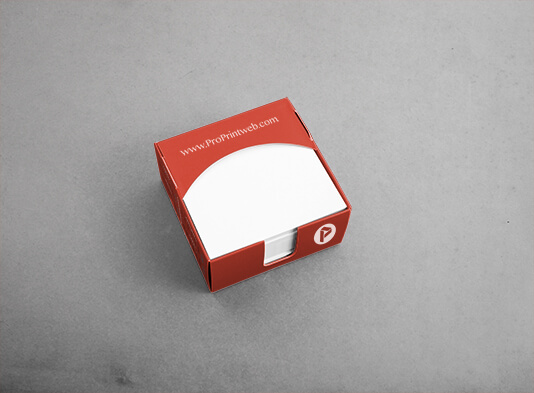 Imprimir Caja automontable de cartón con taco de notas (97x97 mm)