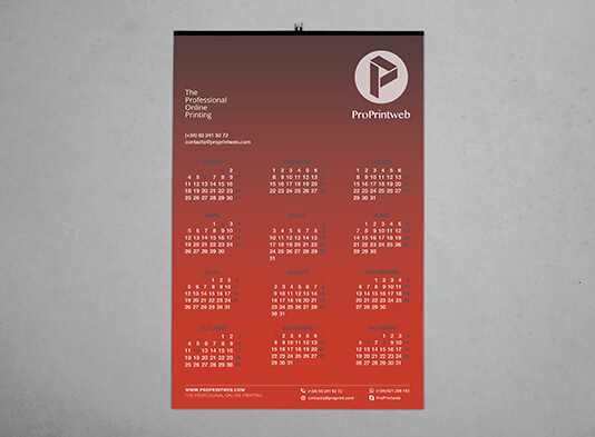 Imprimir Calendario de pared con varilla colgadora - ProPrintweb