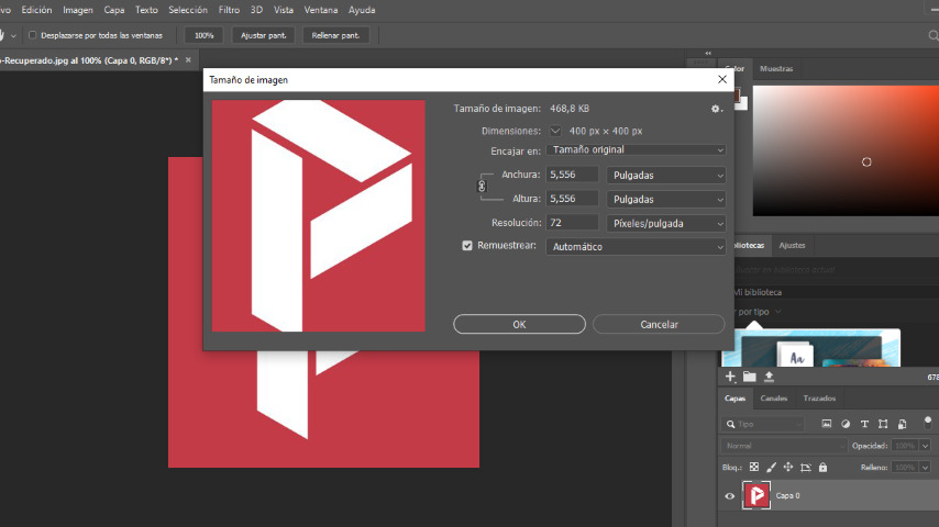 Cómo cambiar la resolución de una imagen en Photoshop - paso 2