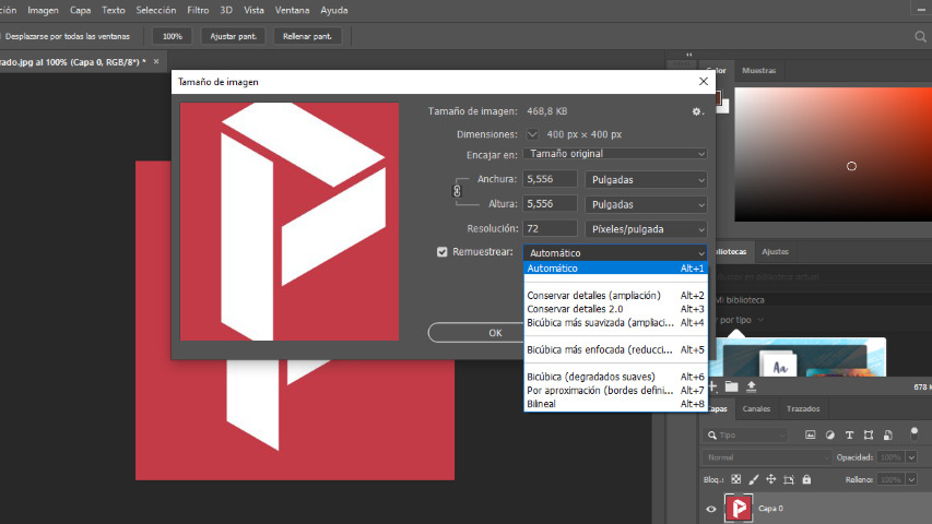 Cómo cambiar la resolución de una imagen en Photoshop - paso 3