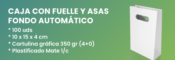 Caja con fuelle y asas personalizada fondo automático ProPrintweb