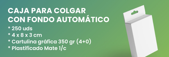 Caja para colgar con fondo autonático personalizada ProPrintweb