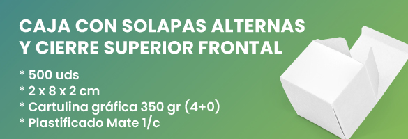 Caja solapas alternas cierre superior frontal personalizada ProPrintweb
