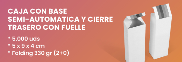 Caja fondo base semiautomática cierre superior trasero con fuelle personalizada ProPrintweb