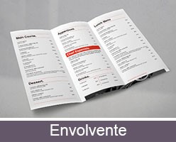 Impresión personalizable de cartas de restaurante trípticas envolventes