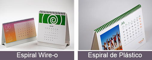 Tipos espiral calendarios sobremesa personalizables