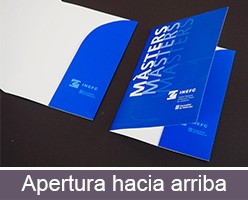 Impresión personalizada de carpetas A5 en horizontal con apertura de la tapa hacia arriba