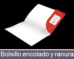 Impresión personalizada de carpetas A5 en vertical con bolsillo encolado y ranura portatarjetas