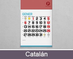 Impresión personalizable de calendarios de pared con faldilla e imán para nevera en catalán