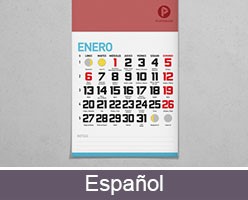 Impresión personalizable de calendarios de pared con faldilla e imán para nevera en español