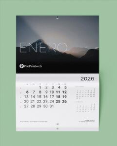 Impresión personalizable de calendarios de pared grapados con agujero colgador