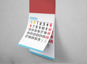 Personalizar impresión de calendarios de pared con faldilla cartela e imán para nevera