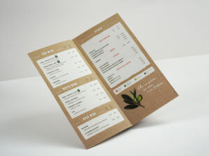 Impresión personalizable de cartas dípticas para hostelería