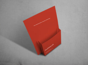 Impresión personalizada de display automontable con bolsillo para folletos A5