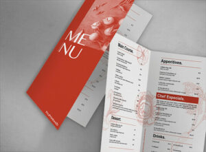 Imprimir cartas de restaurante dípticas personalizables